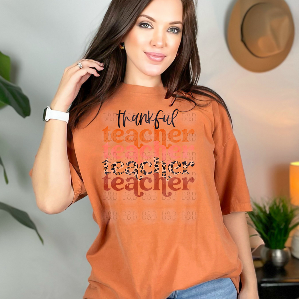 Thankful Teacher Stacked - Direct To Film Transfer