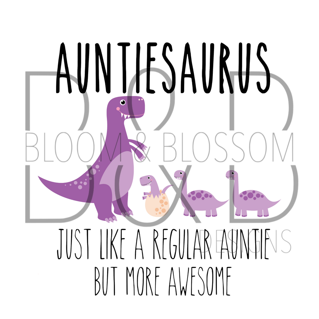 Auntiesaurus Dinosaur Purple Sublimation Print