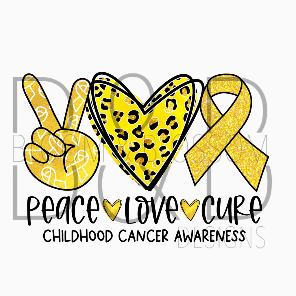 Peace Love Cure Childhood Cancer Sublimation Print