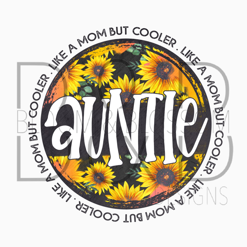 Auntie Sunflower Circle Sublimation Print