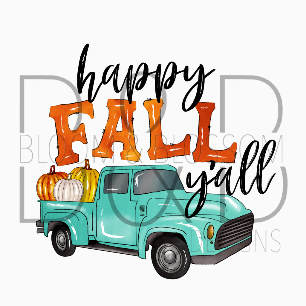 Happy Fall Pumpkin Truck Sublimation Print