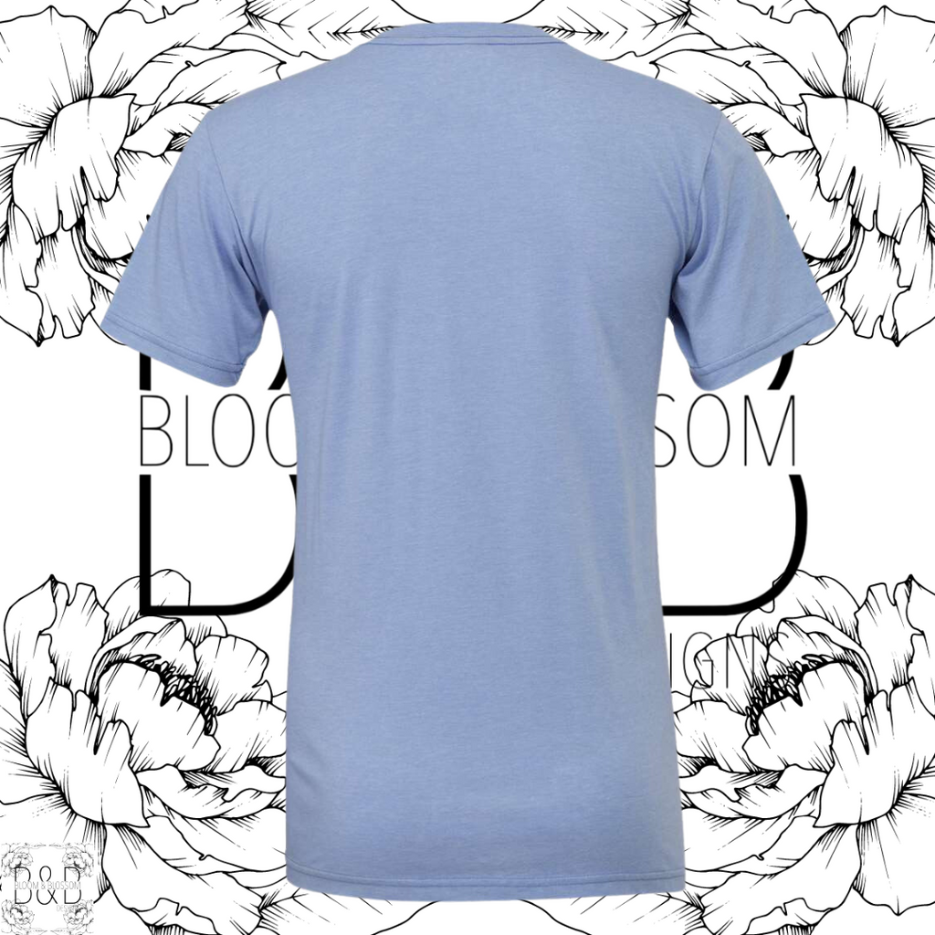 Custom Heather Blue Tee Bloom Blossom Designs