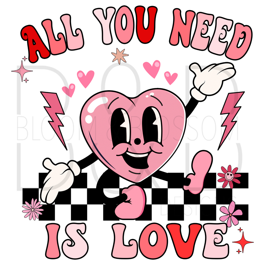 All You Need Is Love Black Checkered Cutie Sublimation Print