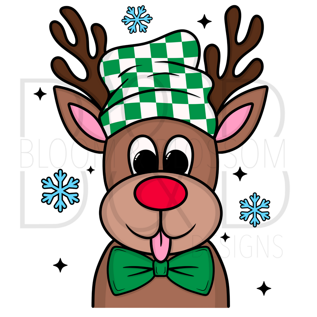 Cheeky Reindeer Green Sublimation Print