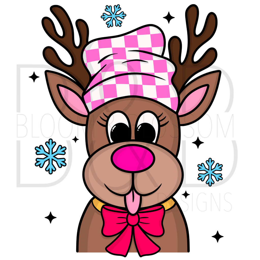 Cheeky Reindeer Pink Sublimation Print