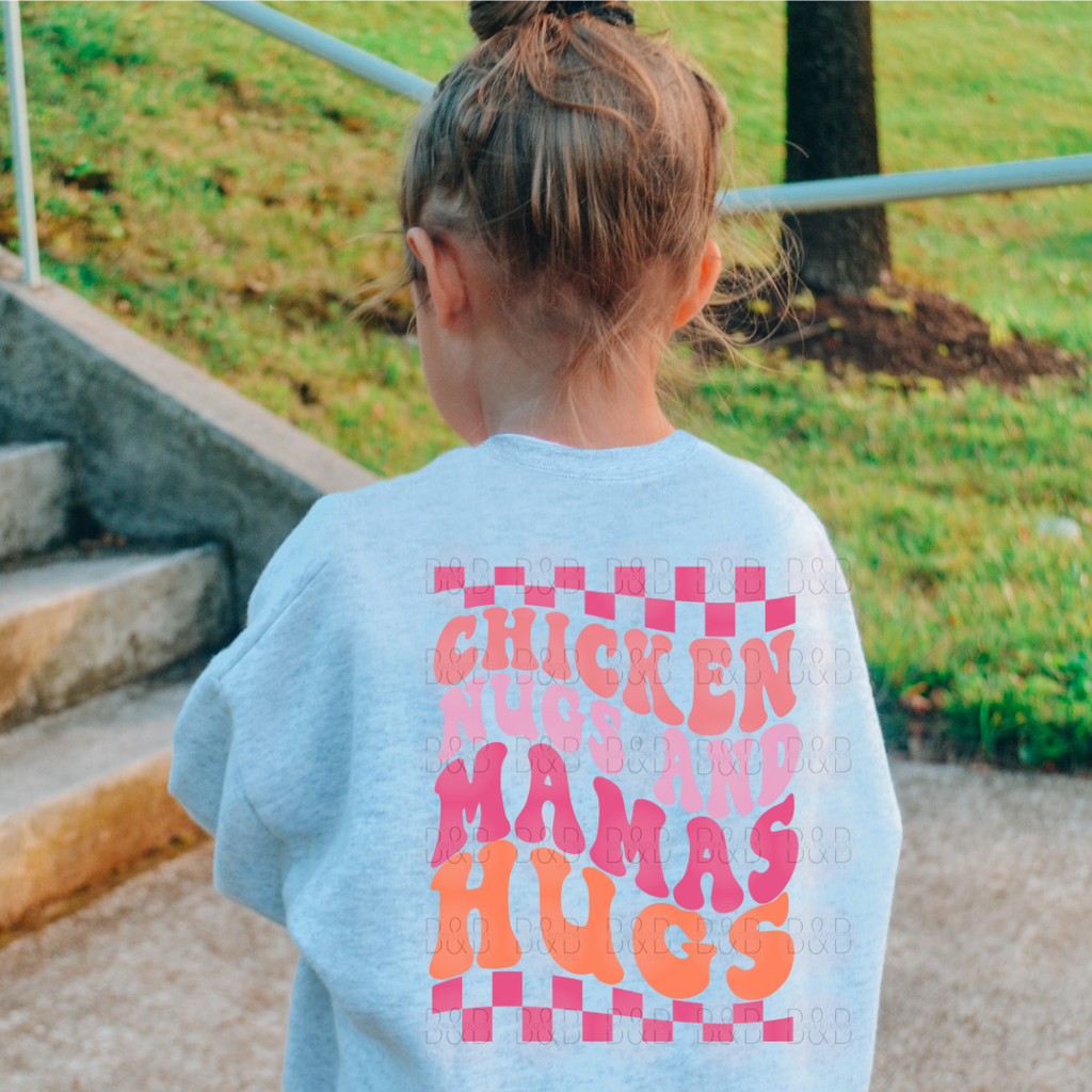 Chicken Nugs And Mama Hugs Checkered - Direct To Film Transfer