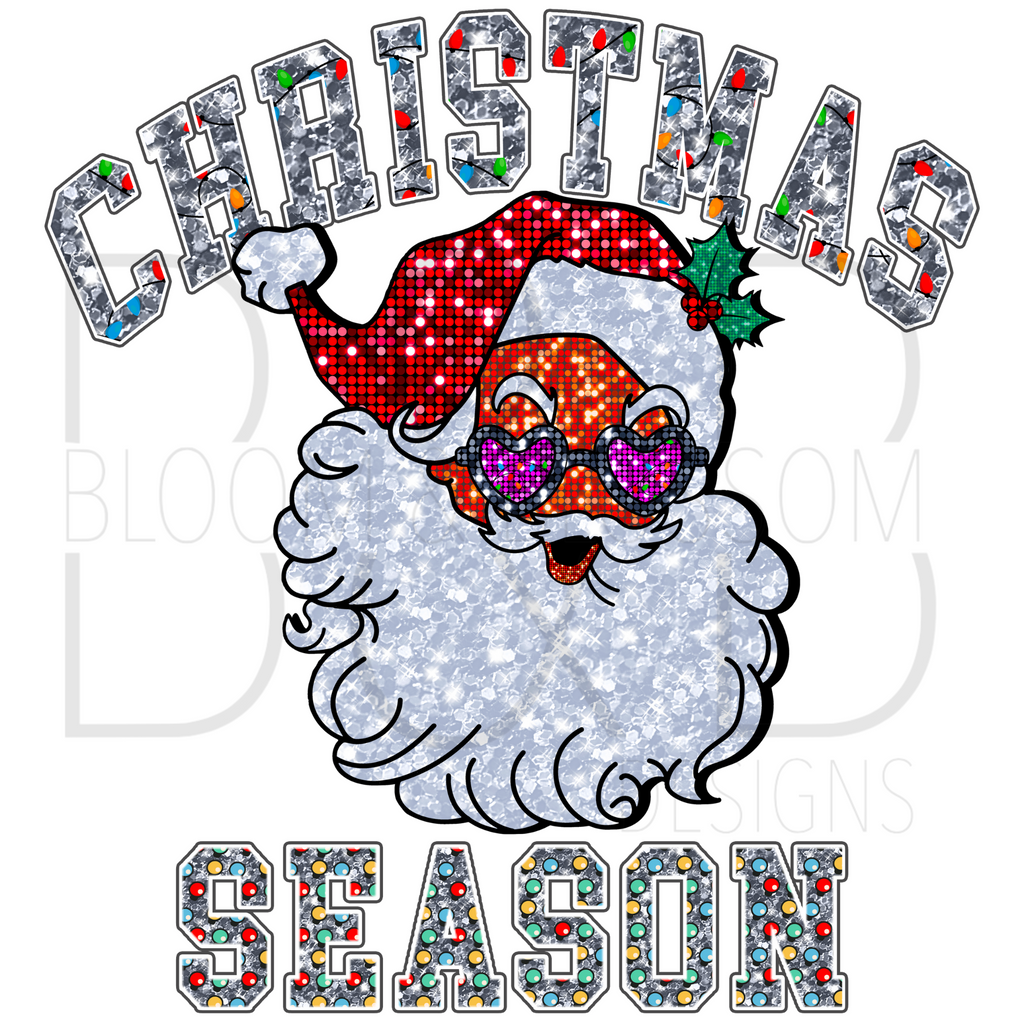 Christmas Season Santa Sequins Sublimation Print