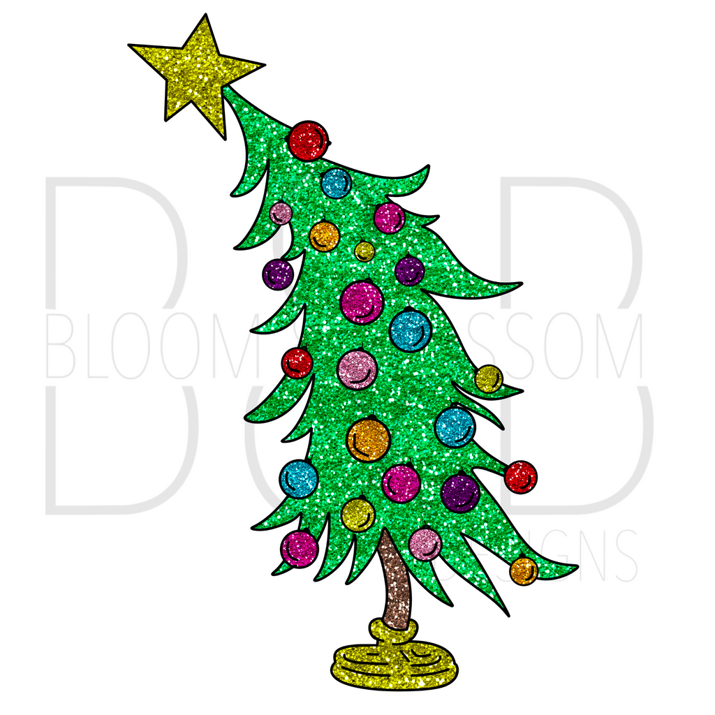 Christmas Tree Glitter Sublimation Print
