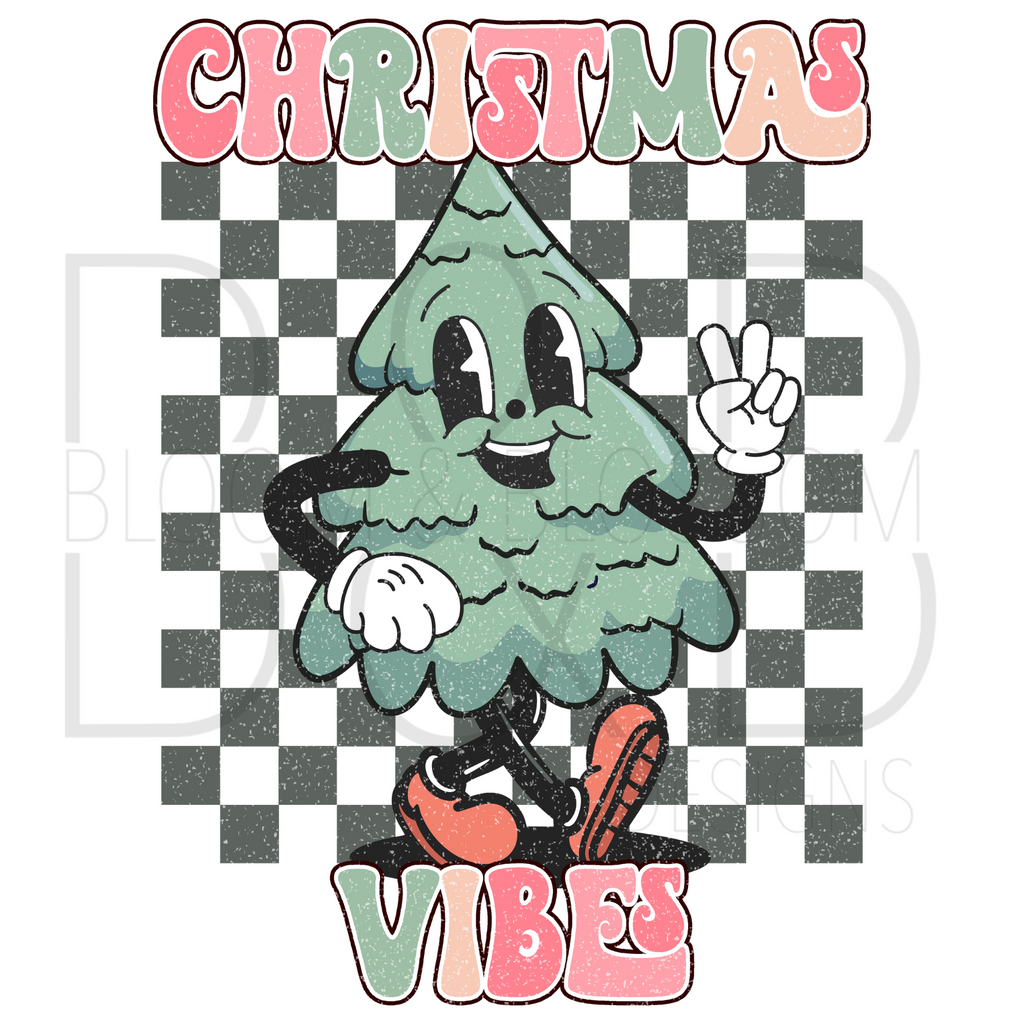Christmas Vibes Tree Cutie Distressed Sublimation Print