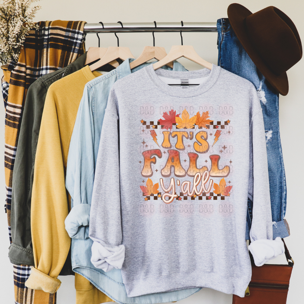 Its Fall Yall Retro Checkered - Direct To Film Transfer