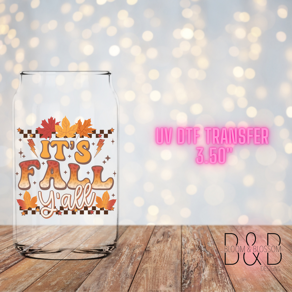 Its Fall Yall Retro Checkered - UV Direct To Film Transfer