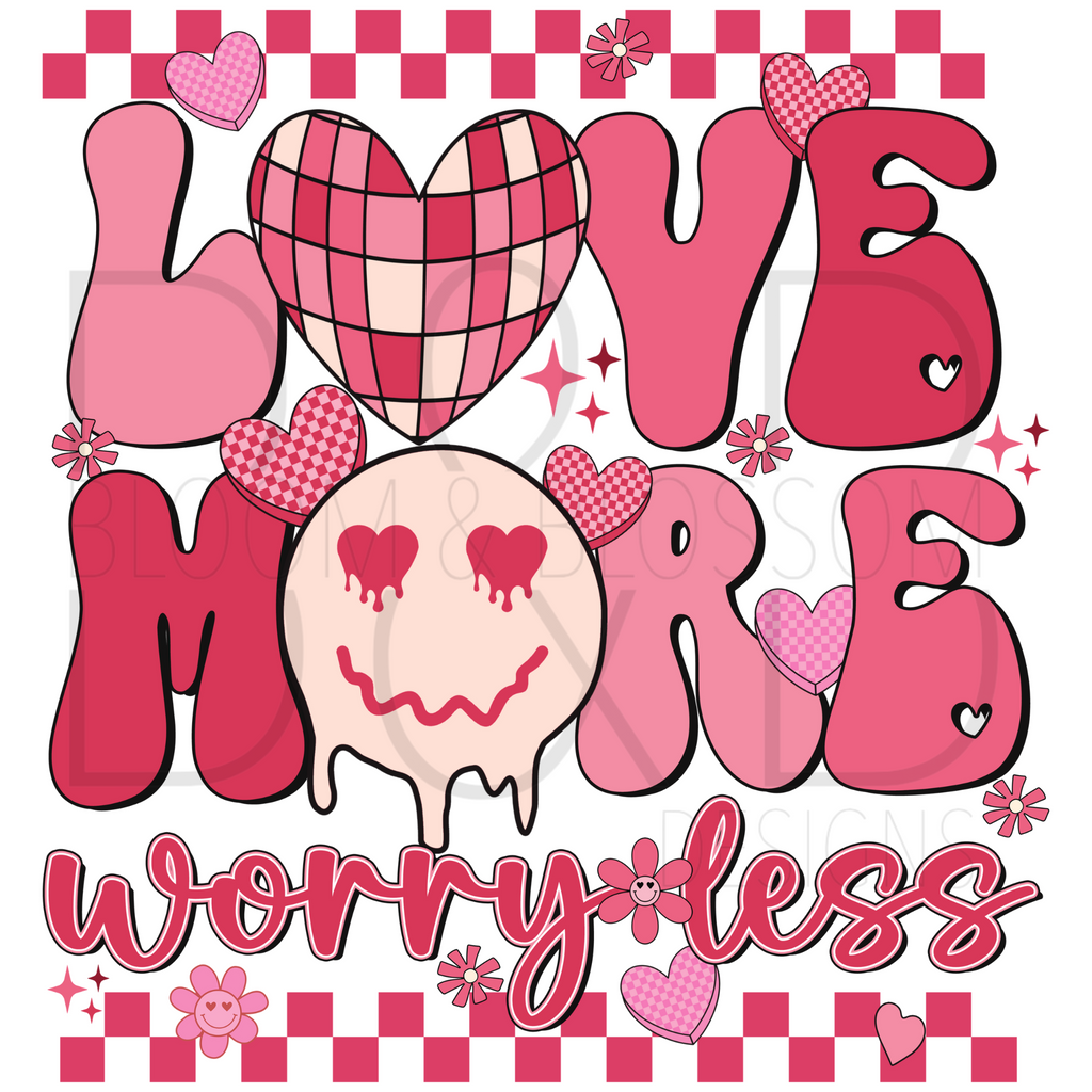 Love More Worry Less Checkered Sublimation Print