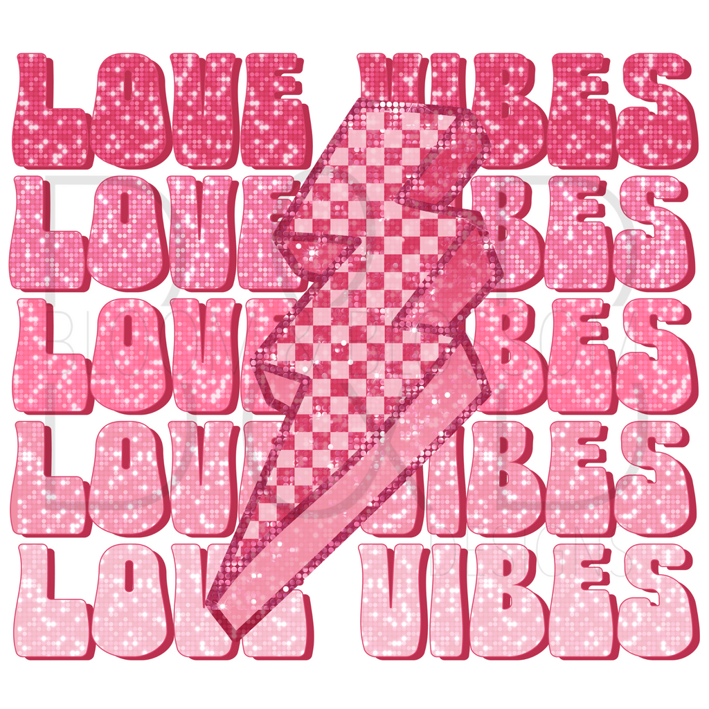 Love Vibes Glitter Stacked Sublimation Print