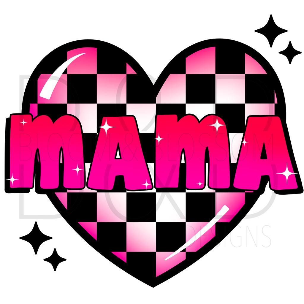 Mama Checkered Heart Sublimation Print