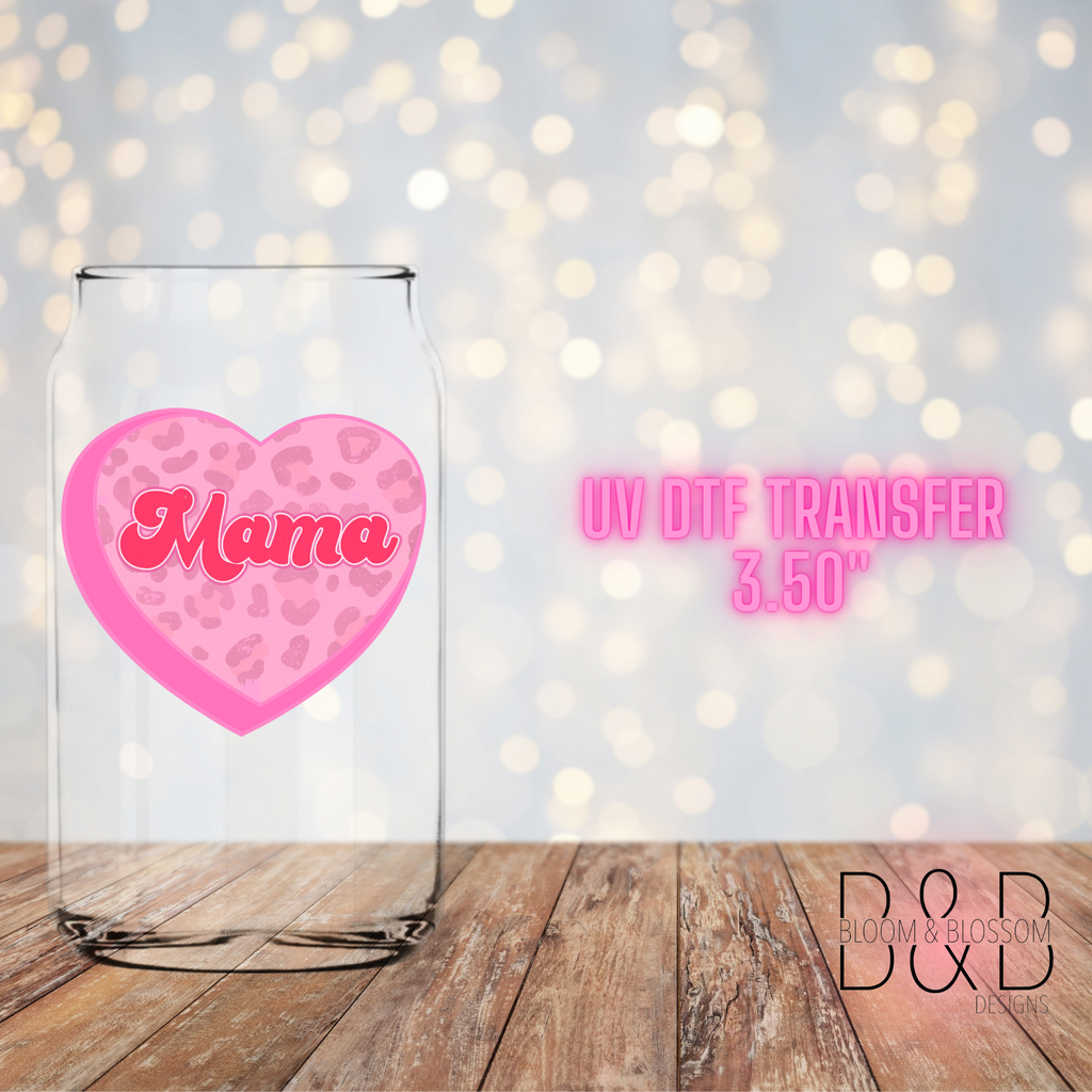 Mama Leopard Two Toned Candy Heart - UV Direct To Film Transfer