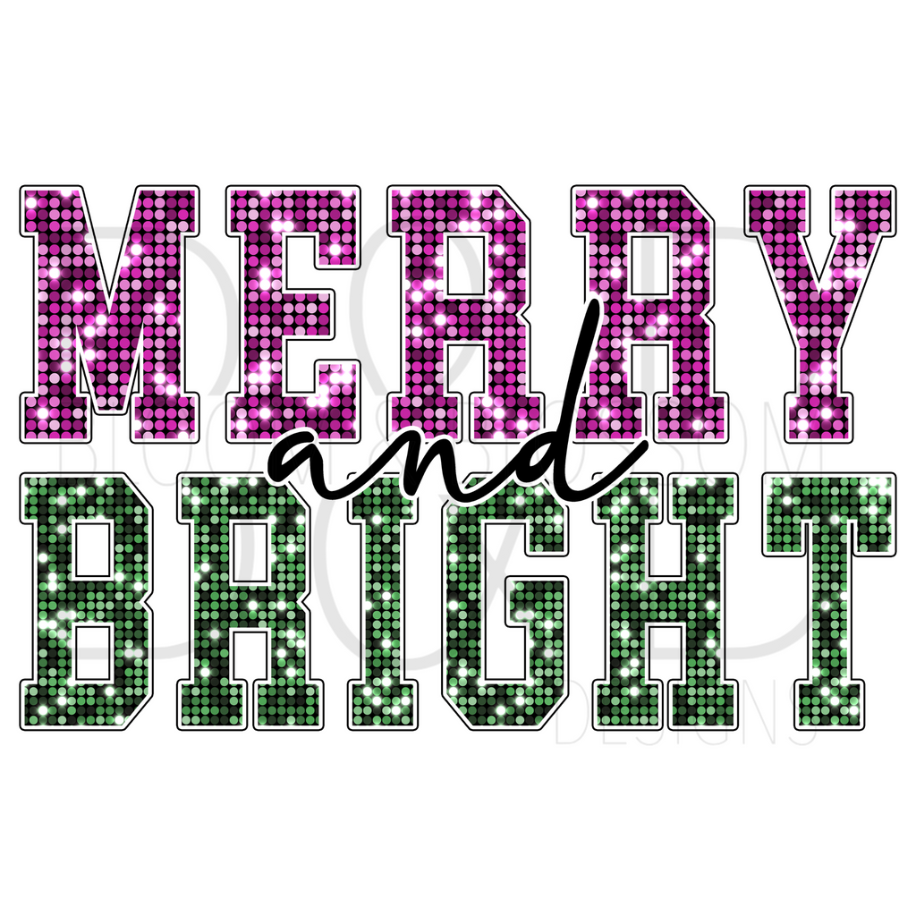 Merry And Bright Sequins Sublimation Print