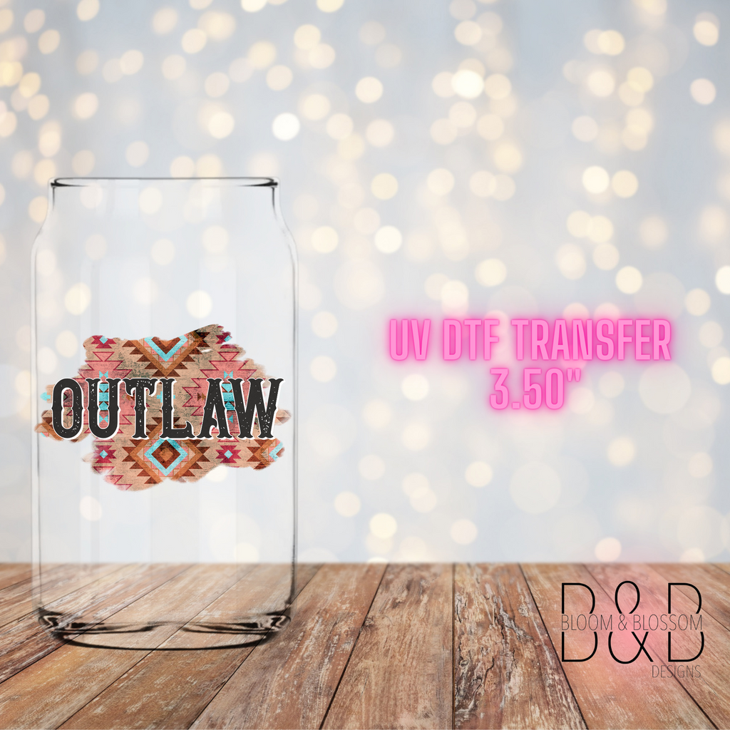 Outlaw Pink & Blue Southwestern - UV Direct To Film Transfer