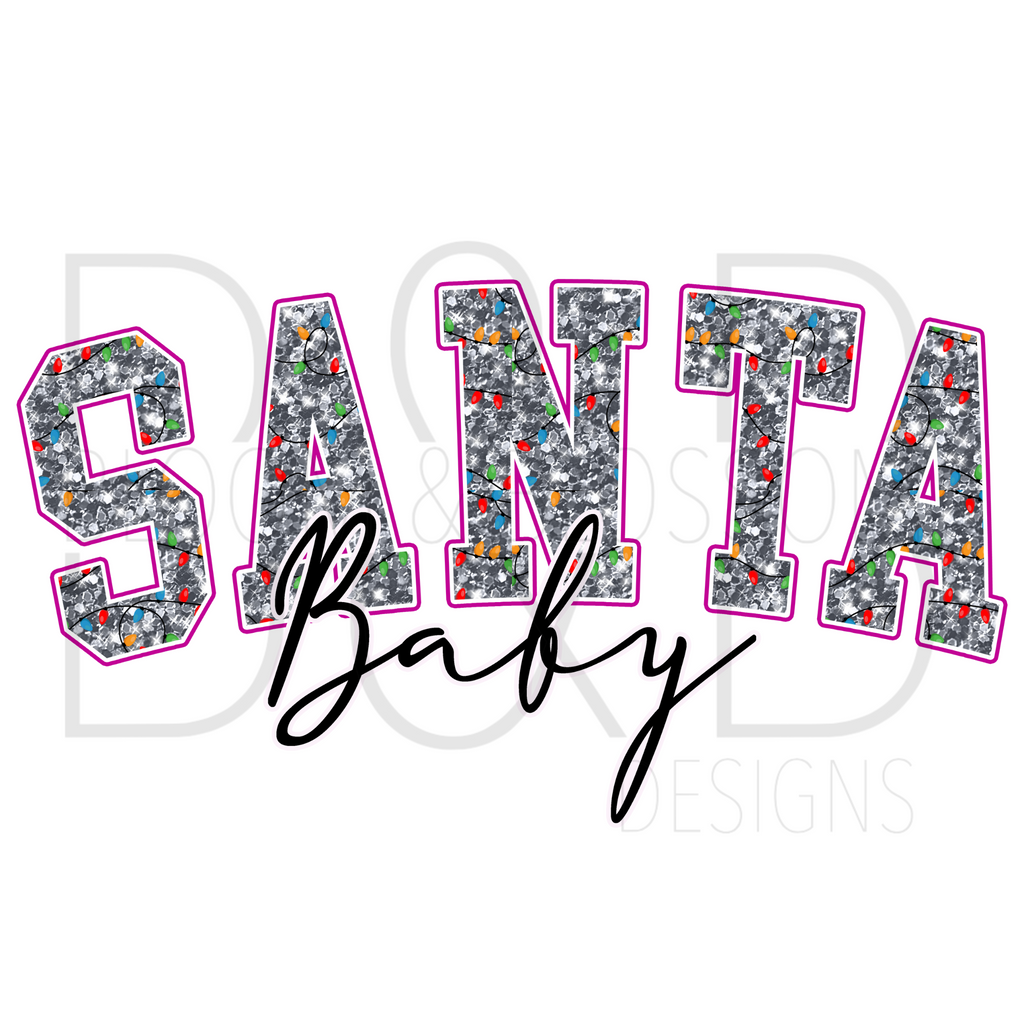 Santa Baby Glitter Lights Sublimation Print