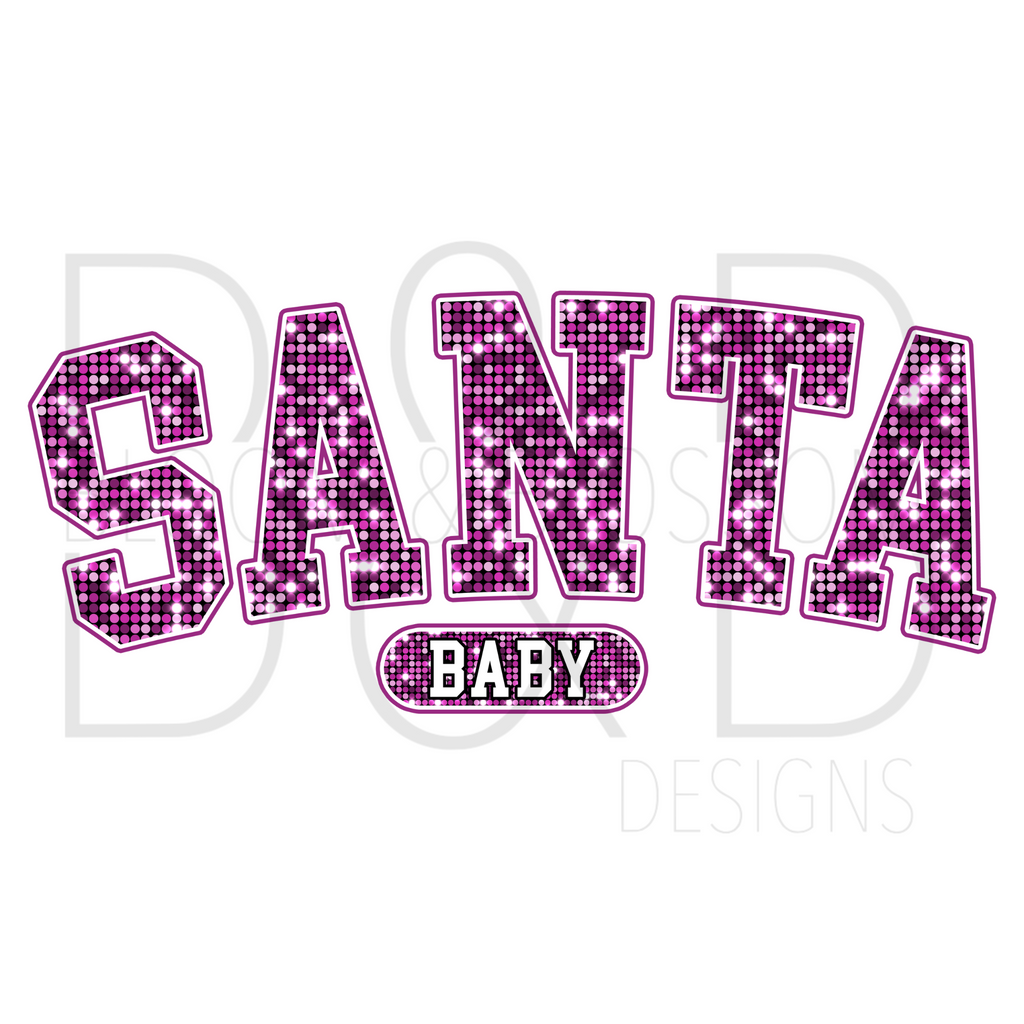 Santa Baby Purple Sequin Sublimation Print
