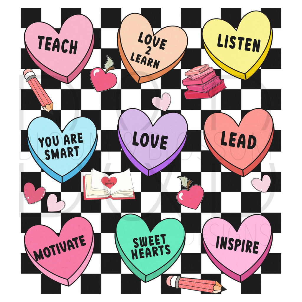 Teacher Candy Hearts Sublimation Print