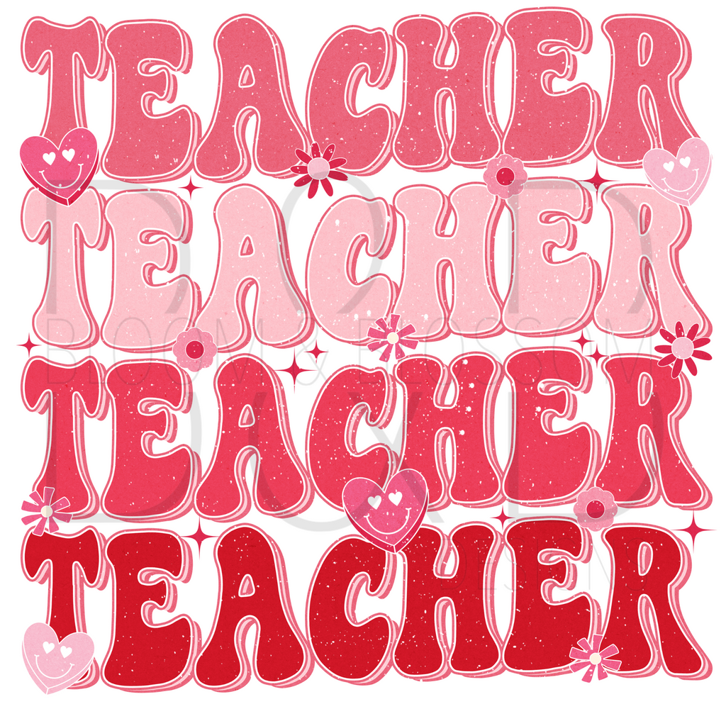 Teacher Wavy Stacked Sublimation Print