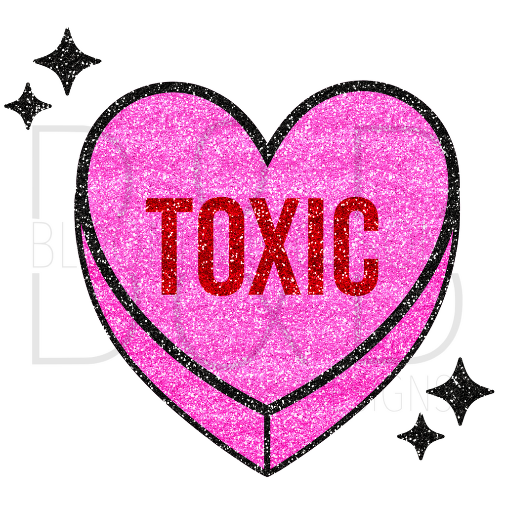 Toxic Candy Heart Glitter Sublimation Print