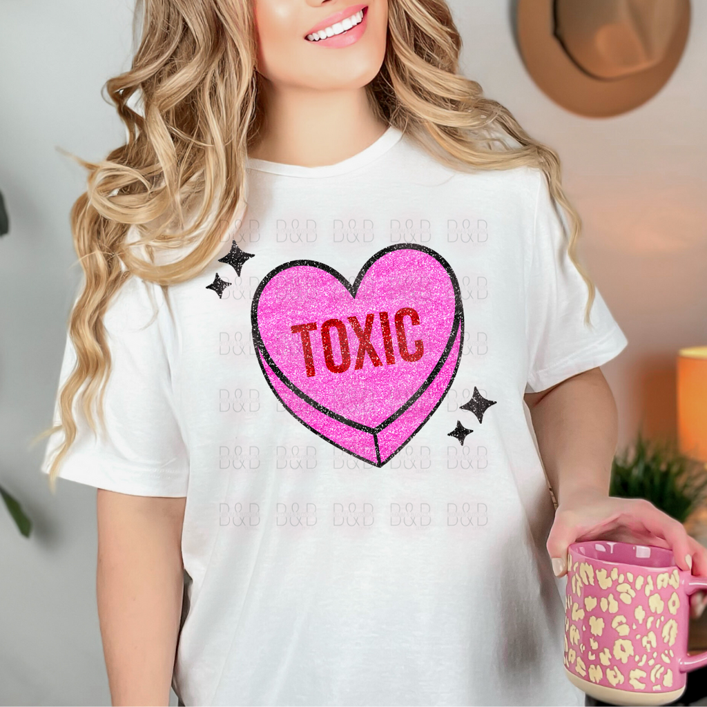 Toxic Candy Heart Glitter - Direct To Film Transfer