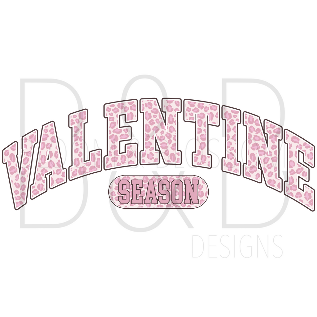 Valentine Season Varsity Pink Leopard Sublimation Print