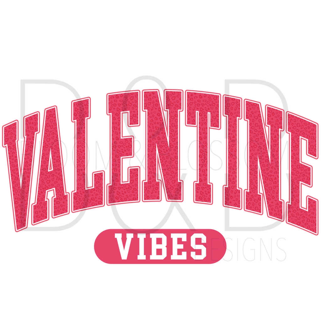 Valentines Vibes Varsity Leopard Sublimation Print