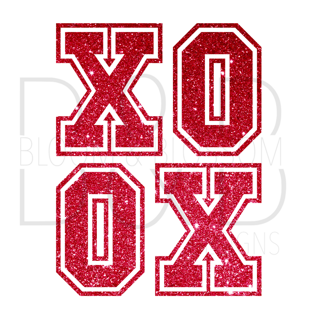 XO OX Red Faux Glitter Sublimation Print