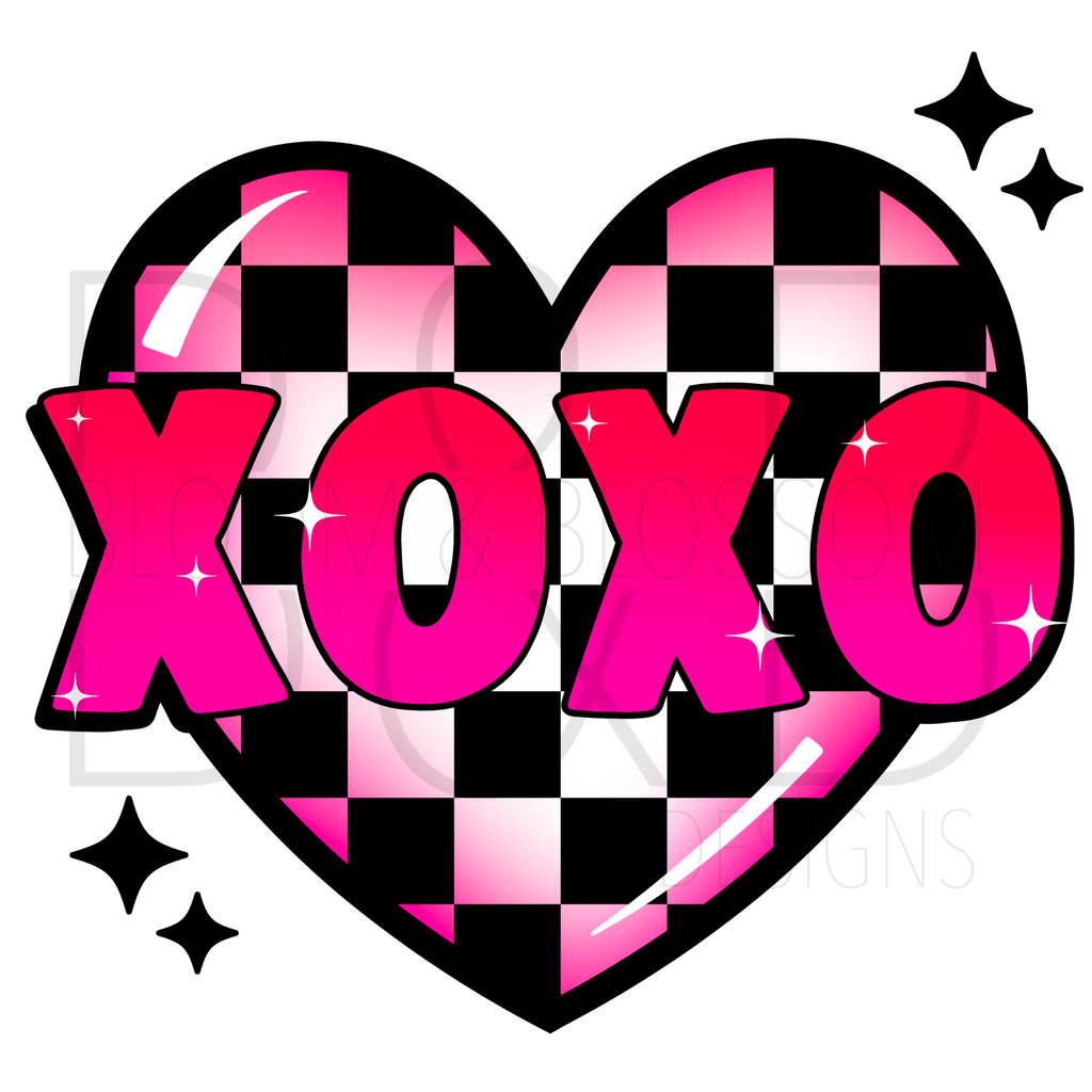 XOXO Checkered Heart Sublimation Print