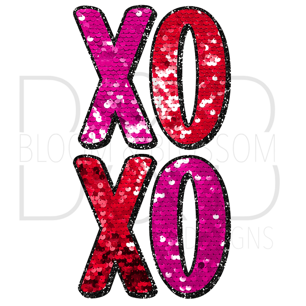 XOXO Faux Sequins Sublimation Print