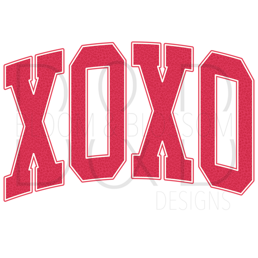 XOXO Varsity Red Leopard Sublimation Print