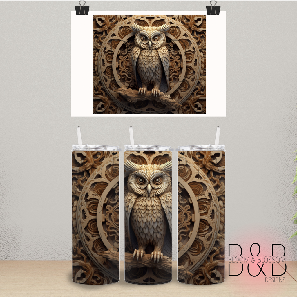 3D Carved Owl Circle Full Wrap DIGITAL