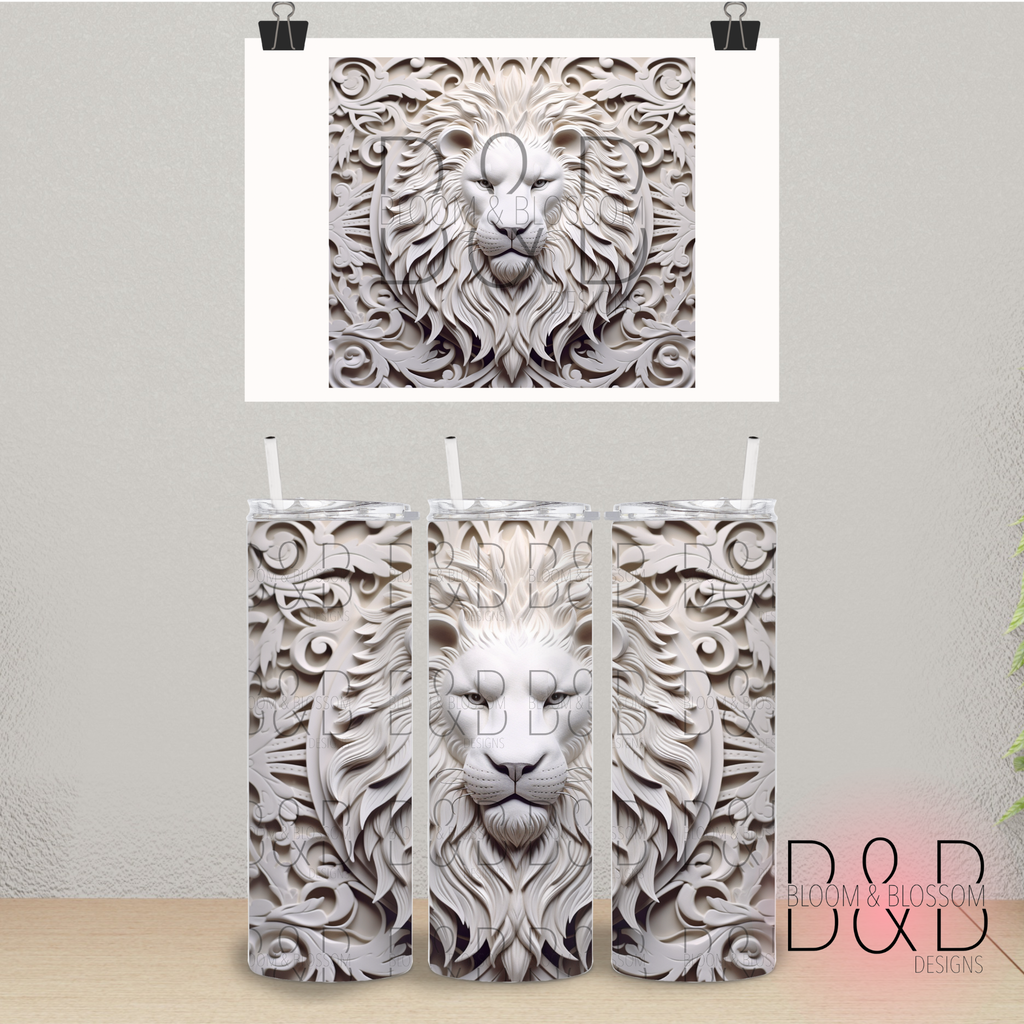 3D Carved Majestic Lion Head 20oz 25oz Full Wrap Sublimation Print