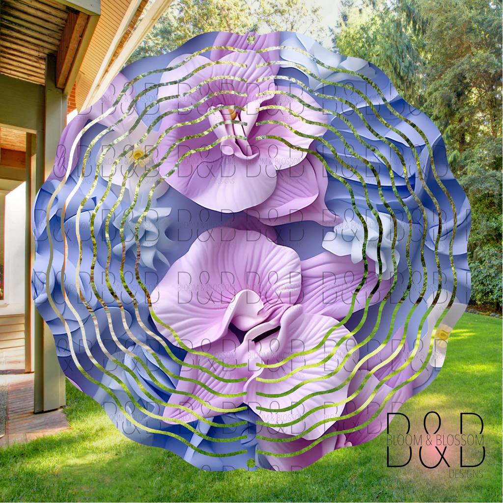 3D Purple Orchids Wind Spinner Sublimation Print
