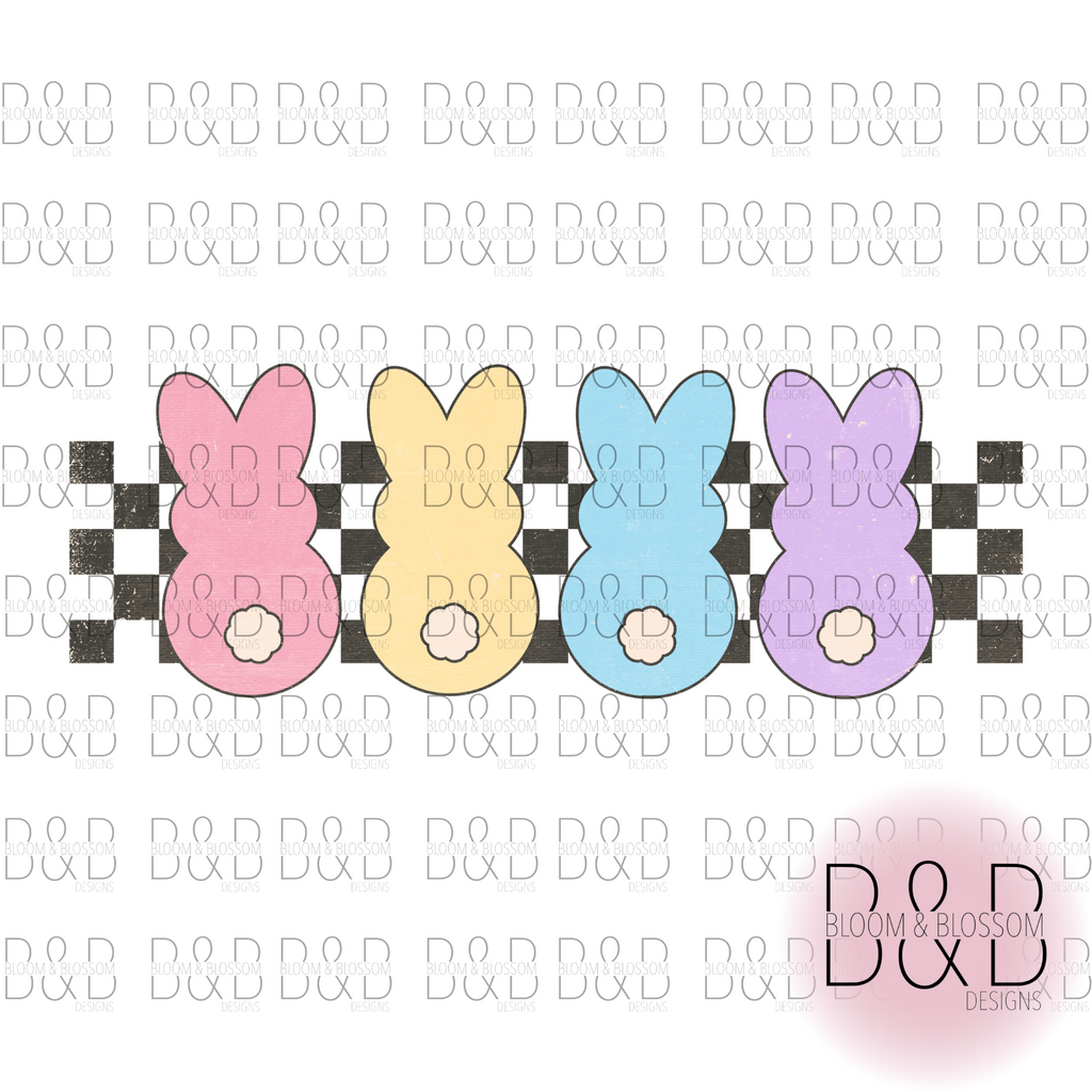 Easter Bunnies Checkered Sublimation Print