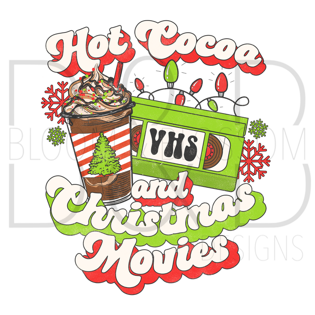 Hot Cocoa And Christmas Movies Red Green Sublimation Print