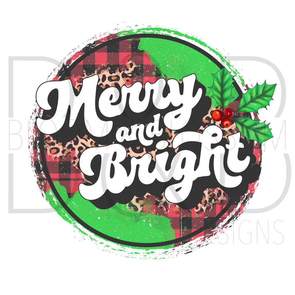Merry And Bright Leopard Plaid Sublimation Print