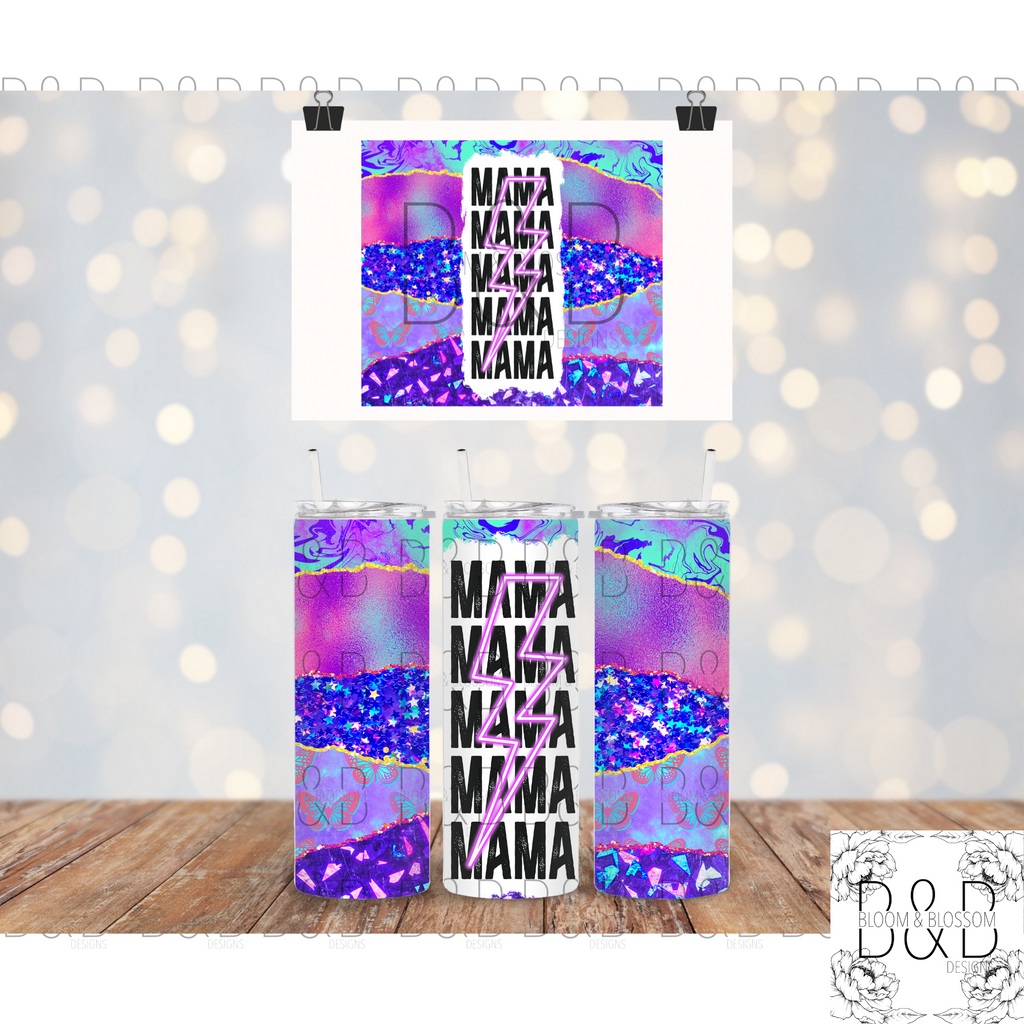 Mama Lightning Crystal 20oz 25oz Full Wrap Sublimation Print