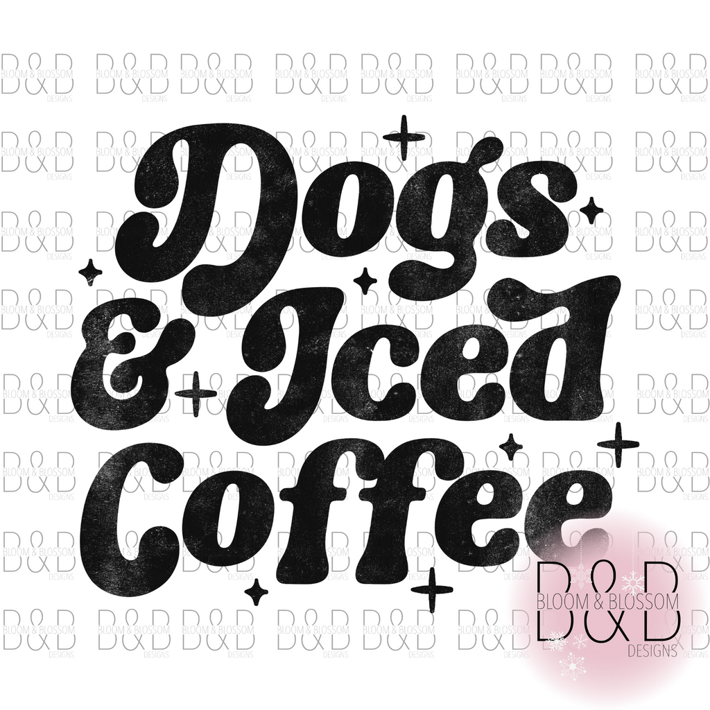 Dogs Iced Coffee Retro Sublimation Print