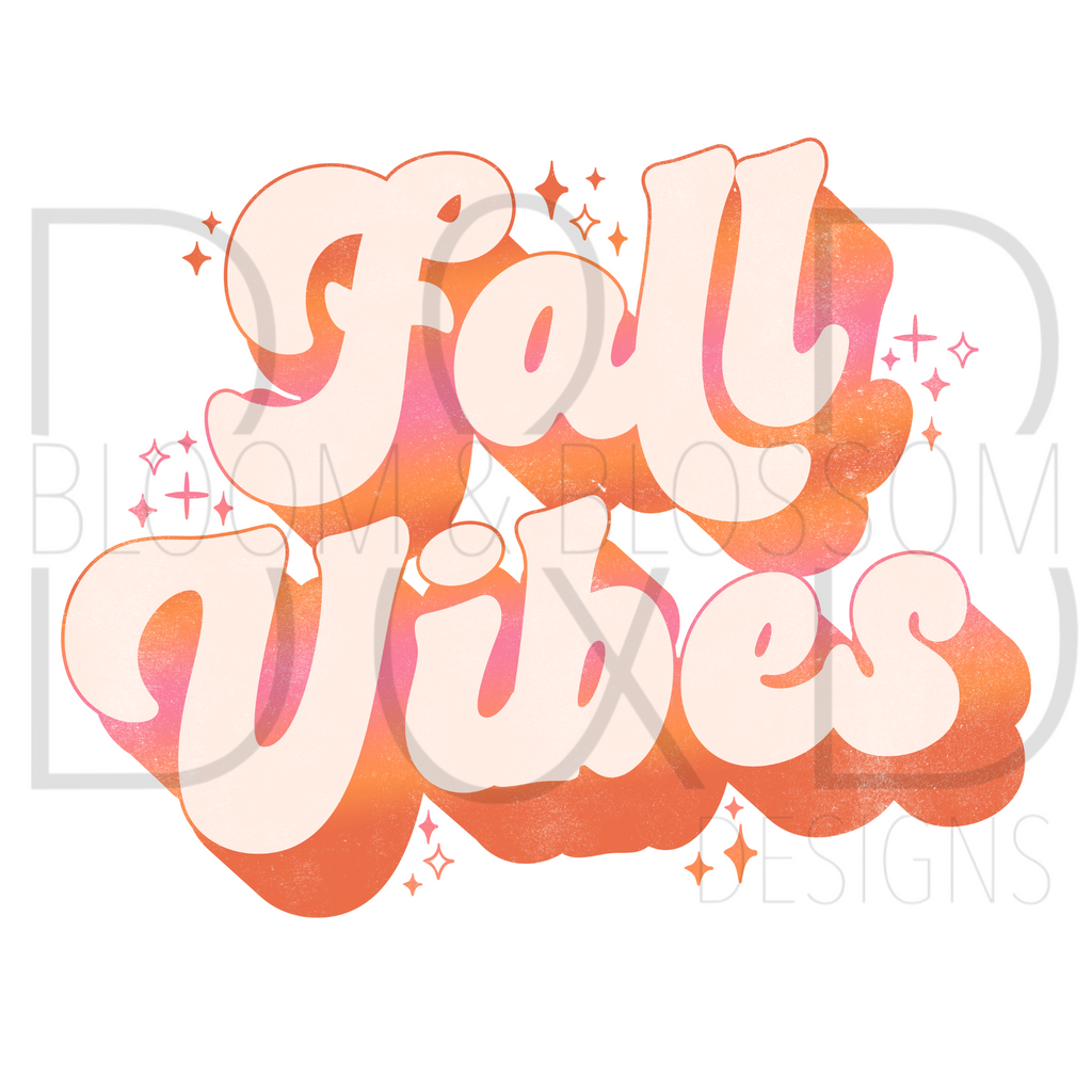 Fall Vibes Retro Sparkle Sublimation Print