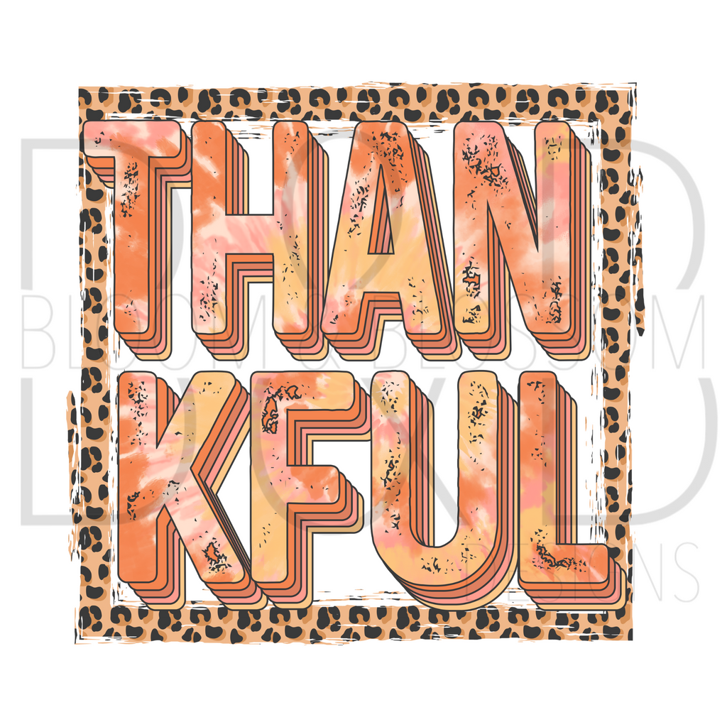 Thankful Tie Dye Leopard Squared Sublimation Print