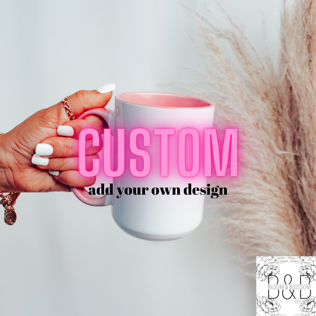 Custom 15oz White & Pink Ceramic Mug