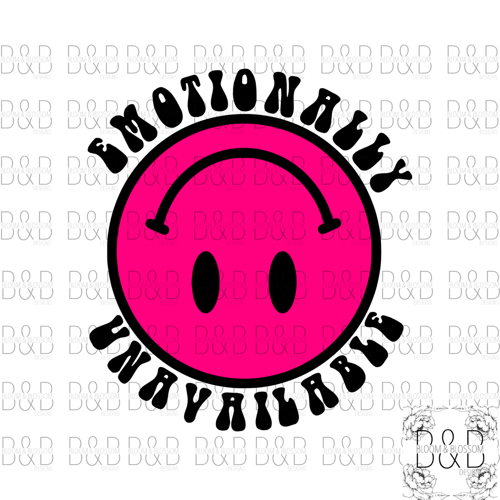 Emotionally Unavailable Neon Pink Smiley Face DIGITAL