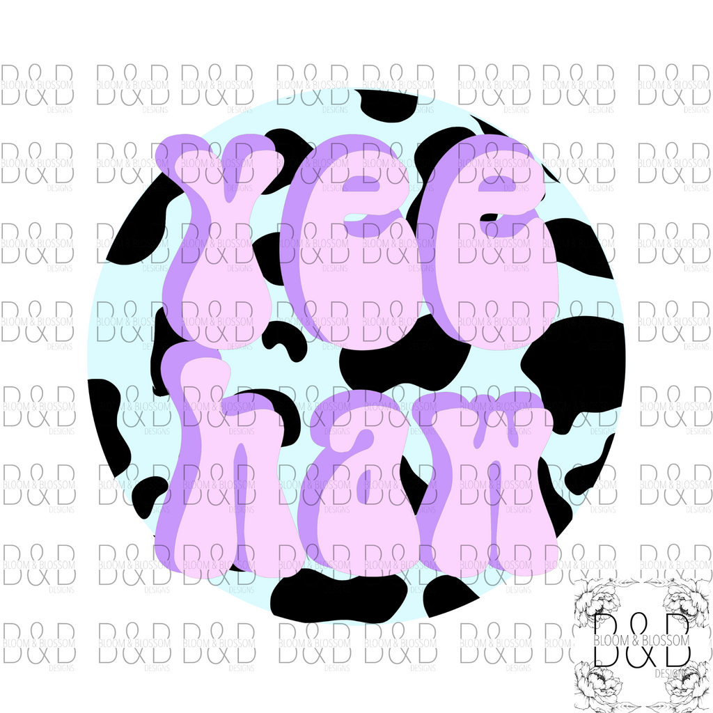 Yee Haw Purple Blue Cow Print DIGITAL
