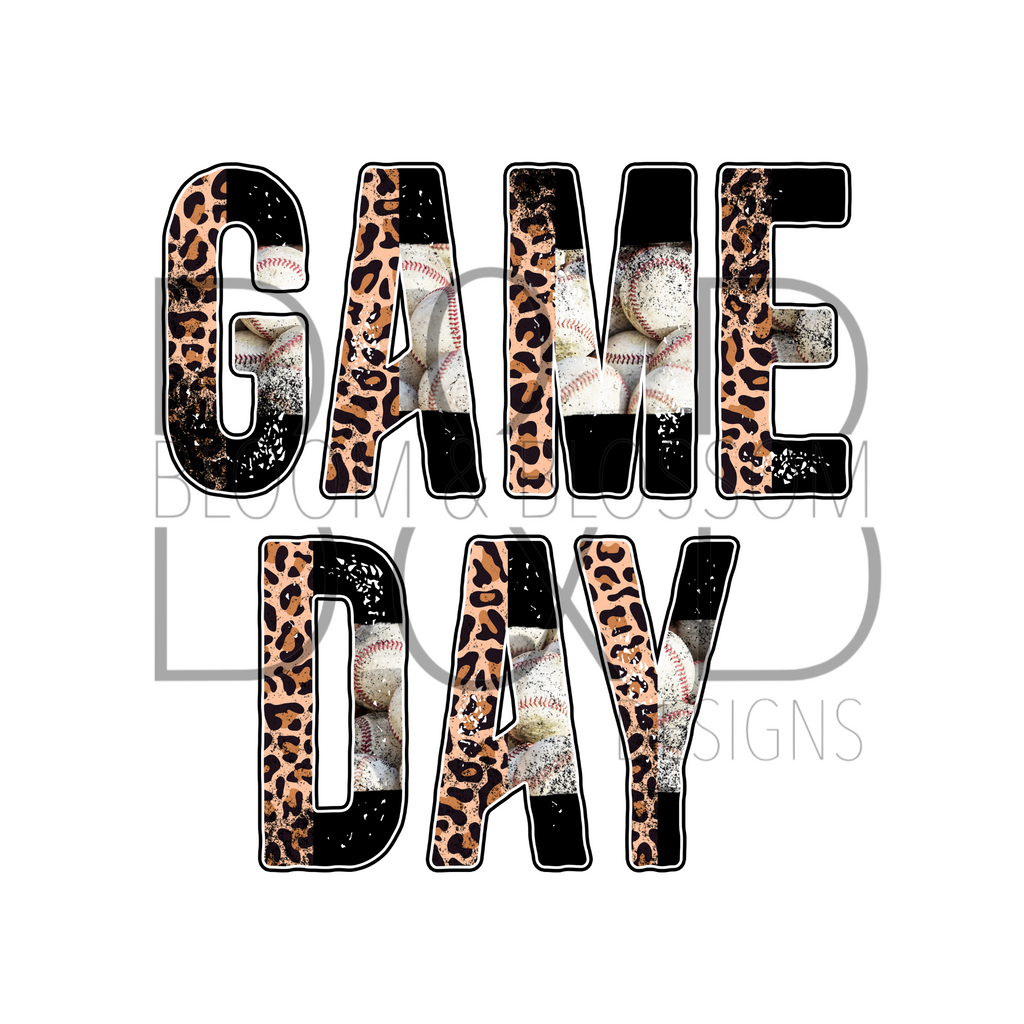 Game Day Baseball Distressed Leopard Print Sublimation Print