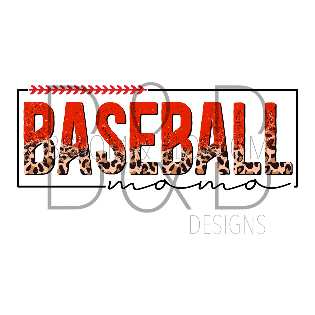 Baseball Mama Red & Leopard Sublimation Print