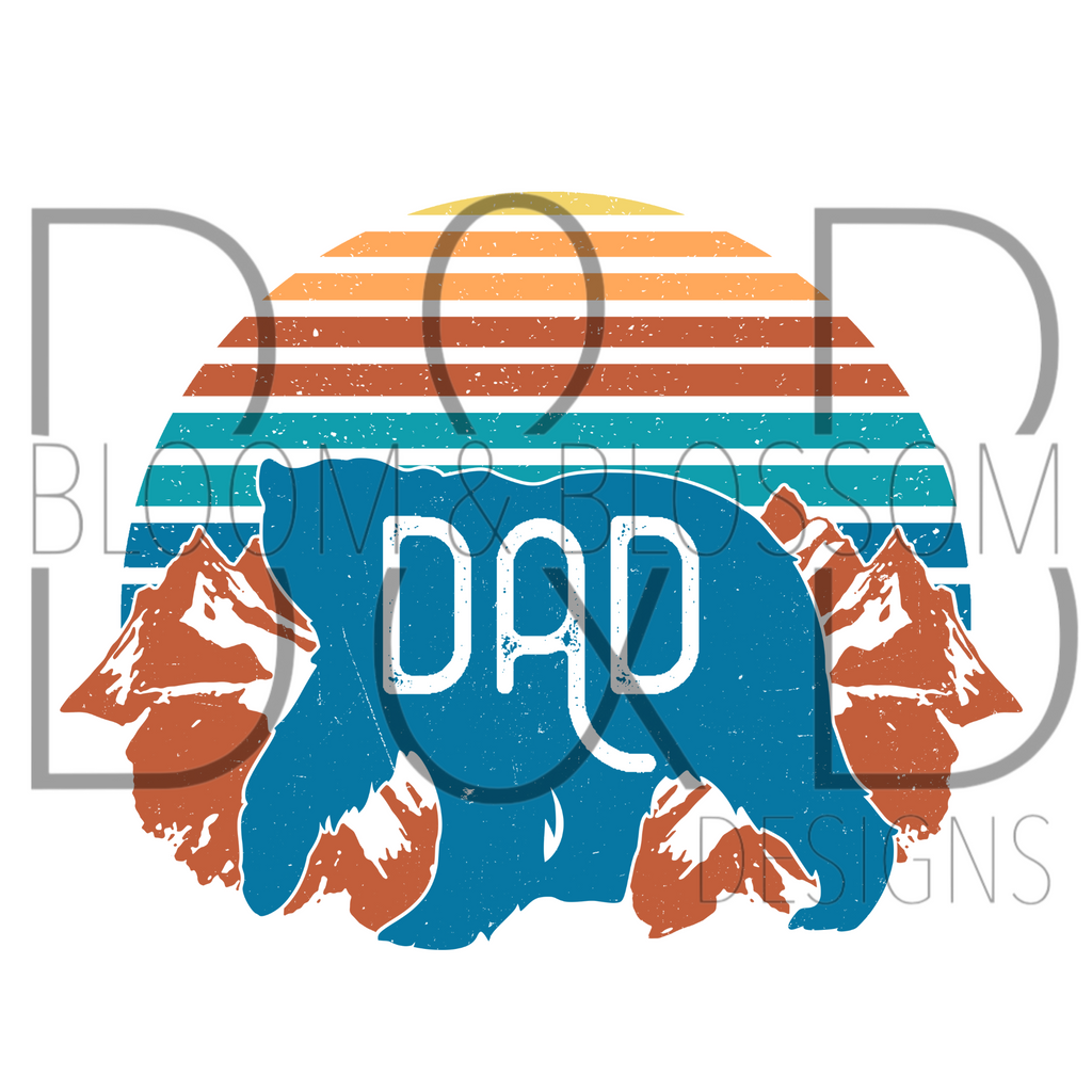 Dad Bear Mountains Sublimation Print