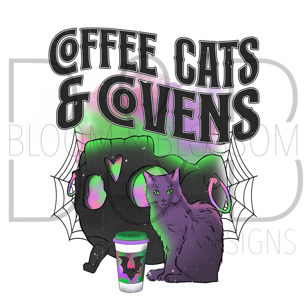 Coffee Cats & Covens Sublimation Print